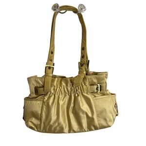 Kenneth Cole Reaction Gold Purse tote Buckle Straps